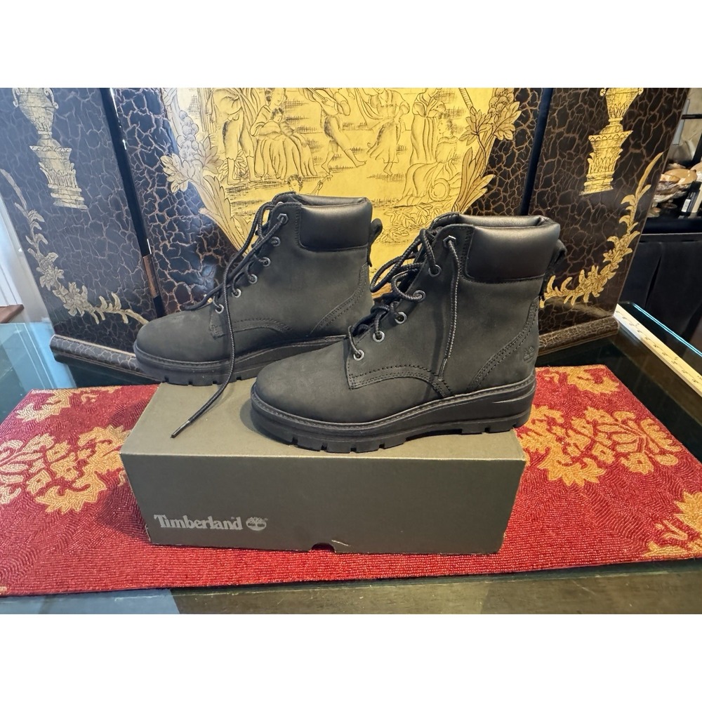 Timberland Cheyenne Valley Mid Lace Up Boots Womens 7.5 Black Nubuck TB0A2JV7001